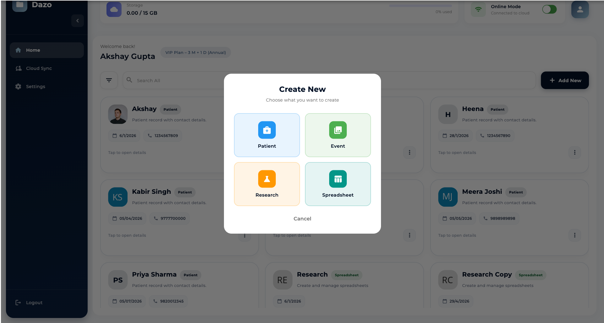 Create New modal on desktop