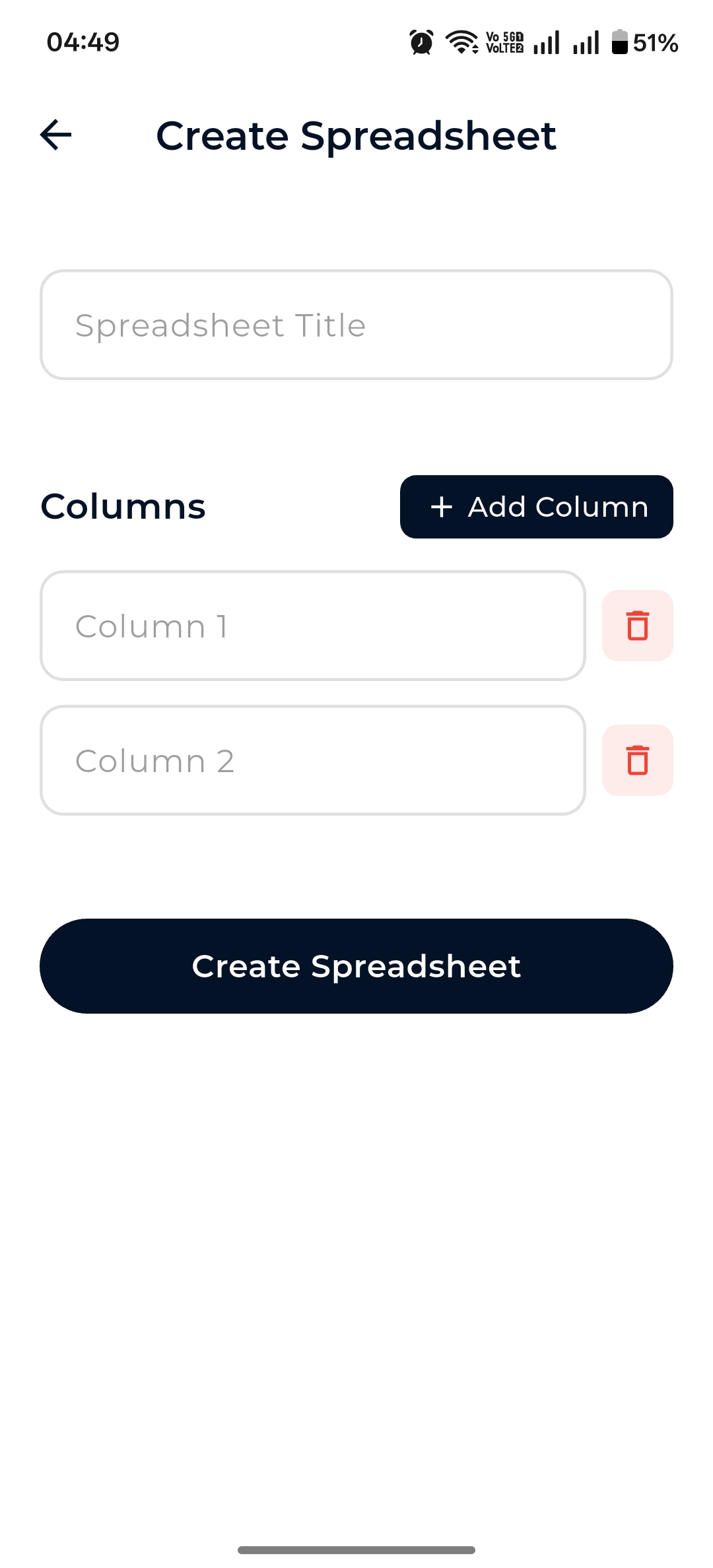 Create spreadsheet