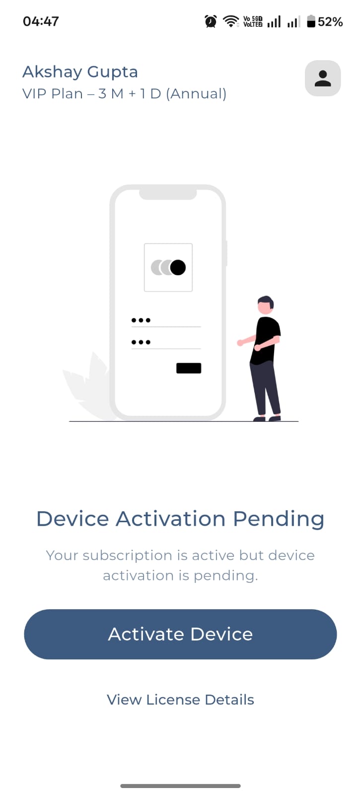 Device activation pending