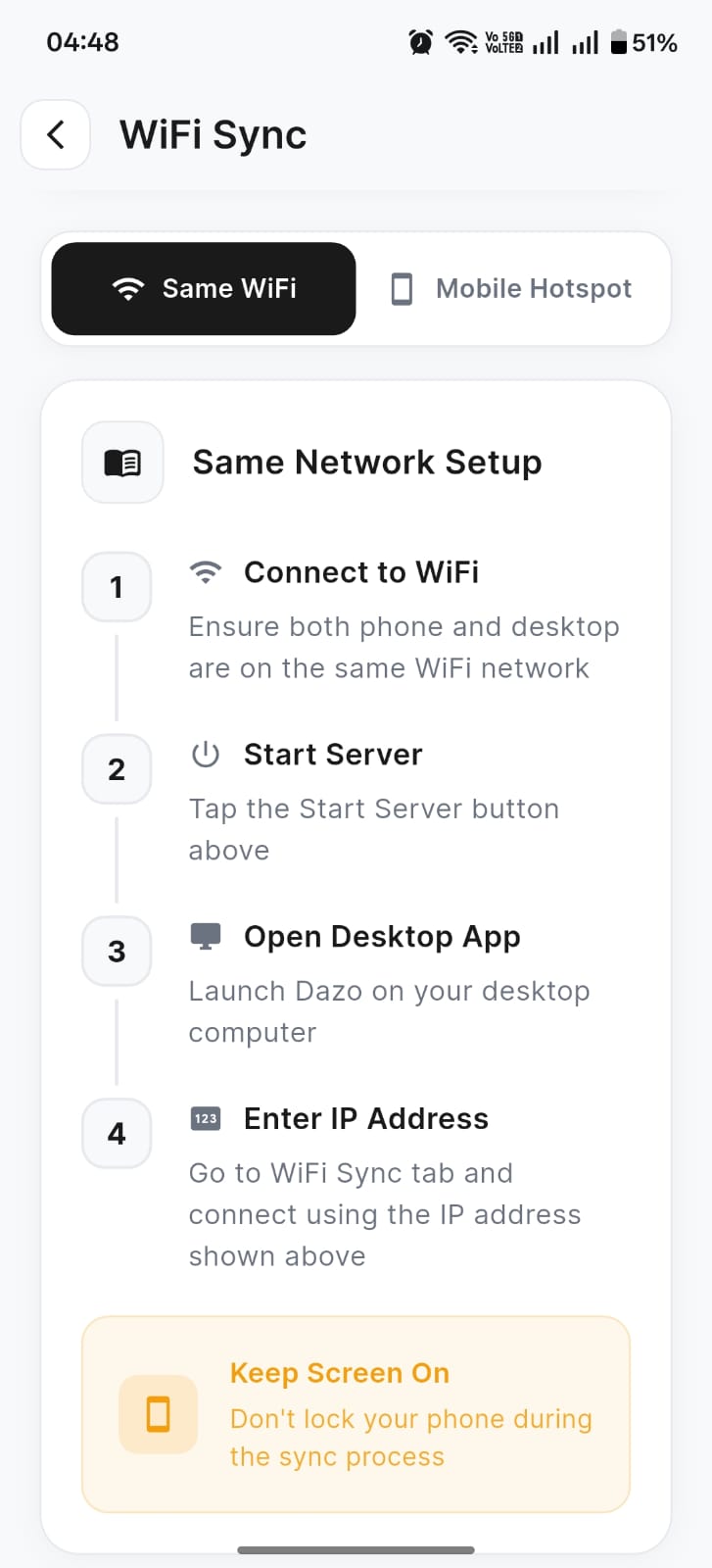 Same WiFi setup